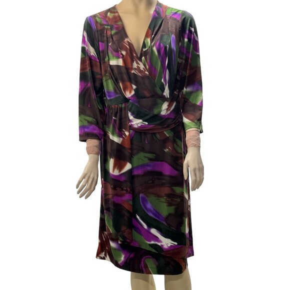 MONROE & MAIN Women's Wrap Dress Abstract Print Multicolor Poly Stretch Size 18W - Picture 12 of 12